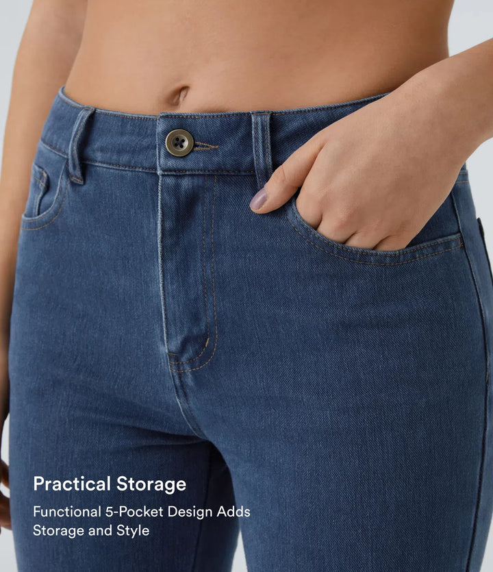 Milejka Flex ze średnim stanem i kieszeniami na co dzień jeansy bootcut