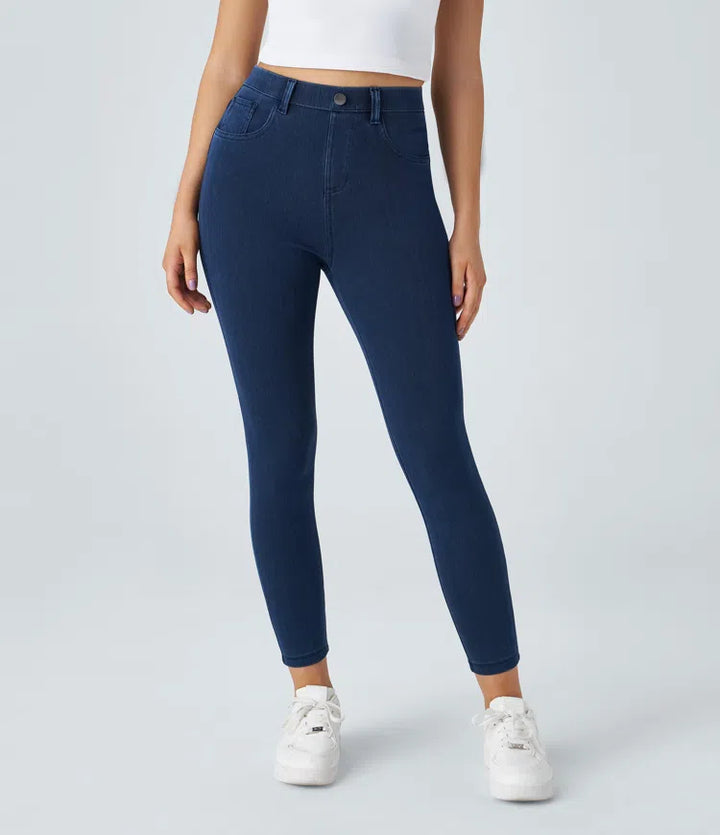 Halara Flex jeansowe legginsy robocze z wysokim stanem i kieszeniami
