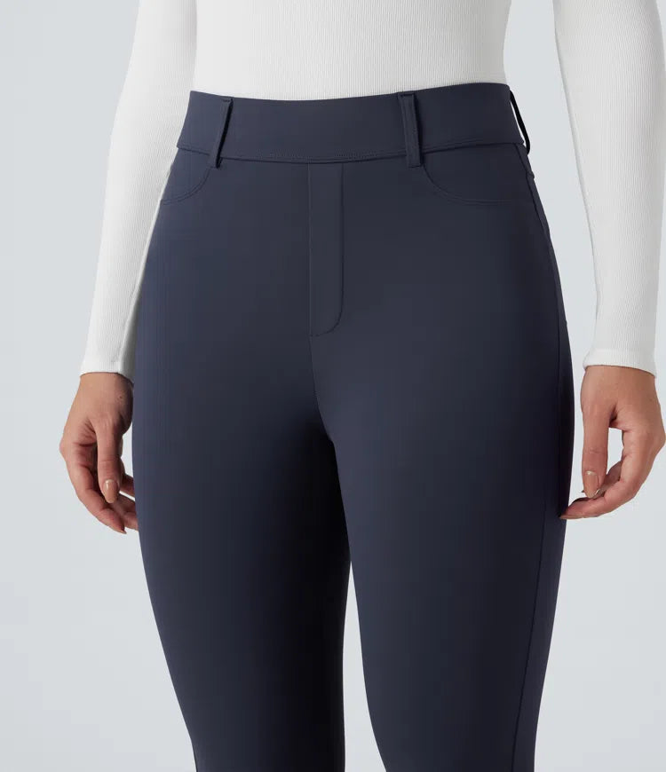 SoftlyZero pluszowe, termiczne legginsy z wysokim stanem, casual, długość 7/8, z kieszeniami