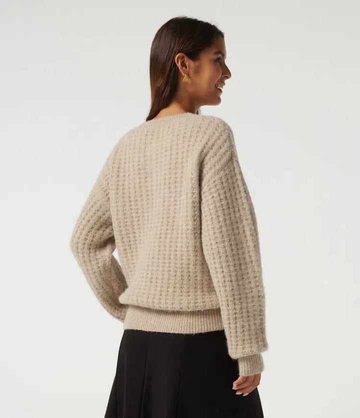 Henley dekolt Drop ramię z długim rękawem sweter na co dzień