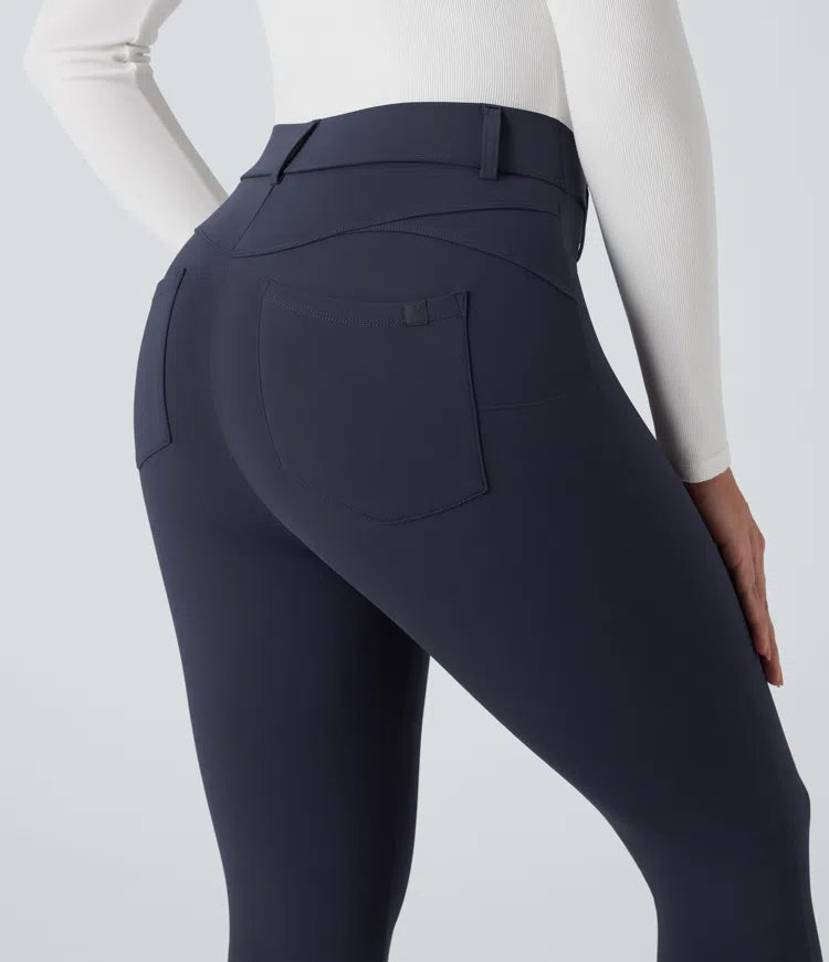 SoftlyZero pluszowe, termiczne legginsy z wysokim stanem, casual, długość 7/8, z kieszeniami
