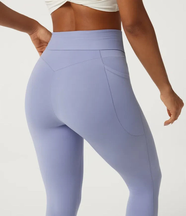 SoftlyZero z wysokim stanem wiązany przód legginsy do jogi z kieszeniami