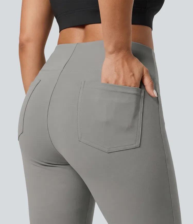 Milejka Flex z wysokim stanem i kieszenią do pracy plus size spodnie