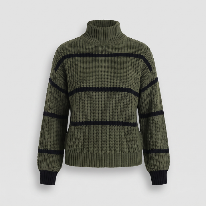 Sweter w paski ze stojącym kołnierzem Serelle