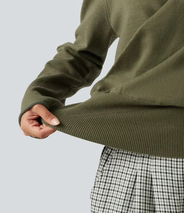 Z dekoltem V i długim rękawem sweter na co dzień