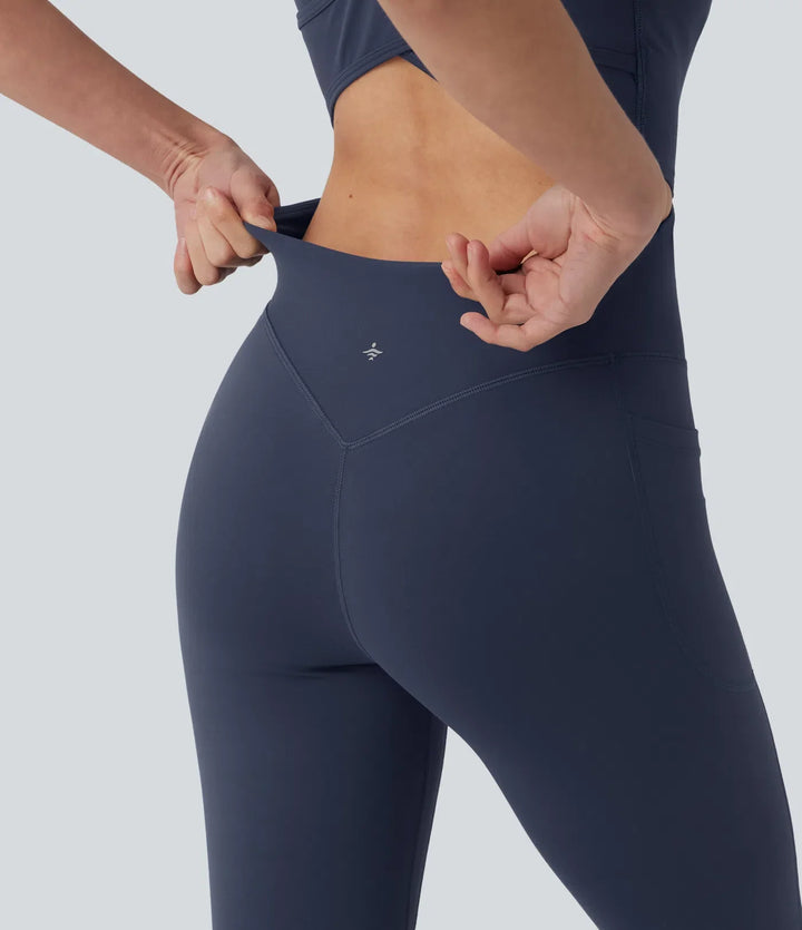 Milejka UltraSculpt niewyjmowany pad modelujące brzuch flare treningowy kombinezon z kieszeniami – edycja Easy Peezy