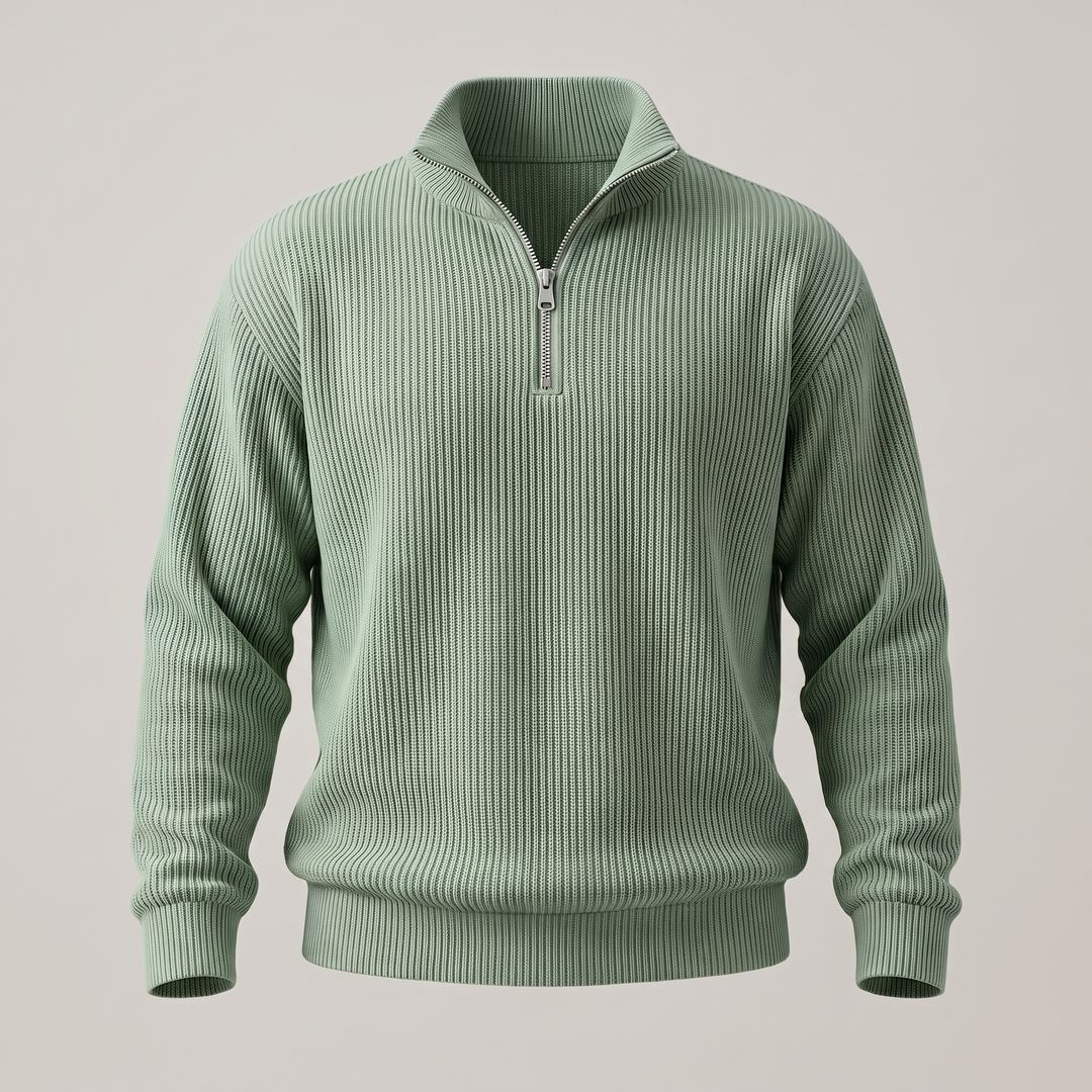 Elegancki, swobodny sweter ze ściągaczem