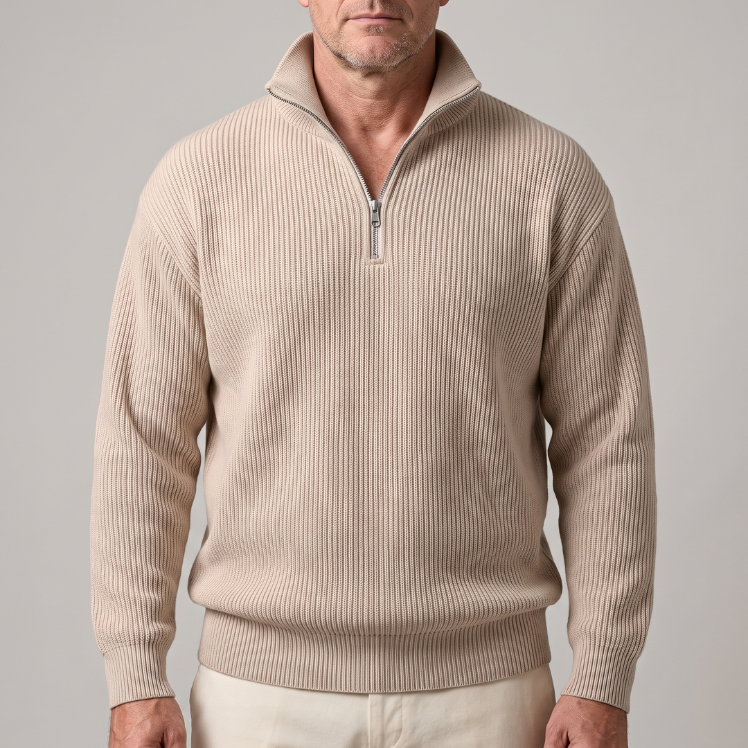 Elegancki, swobodny sweter ze ściągaczem