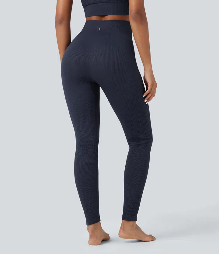 OneForm Bezszwowe gofrowane legginsy do jogi z wysokim stanem, długość 7/8
