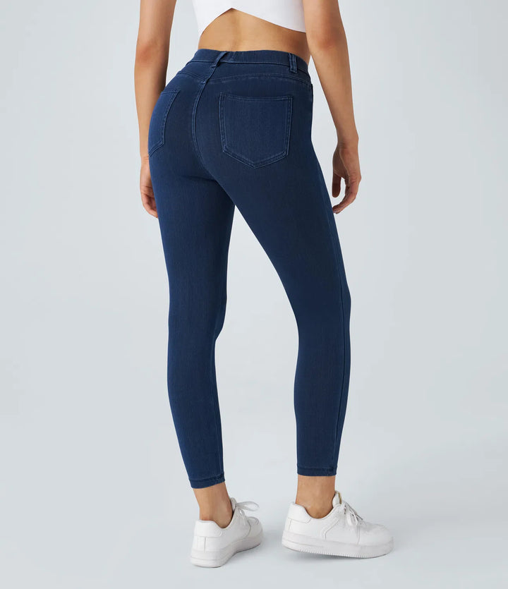Halara Flex jeansowe legginsy robocze z wysokim stanem i kieszeniami