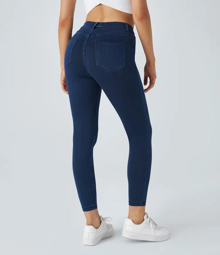 Halara Flex jeansowe legginsy robocze z wysokim stanem i kieszeniami