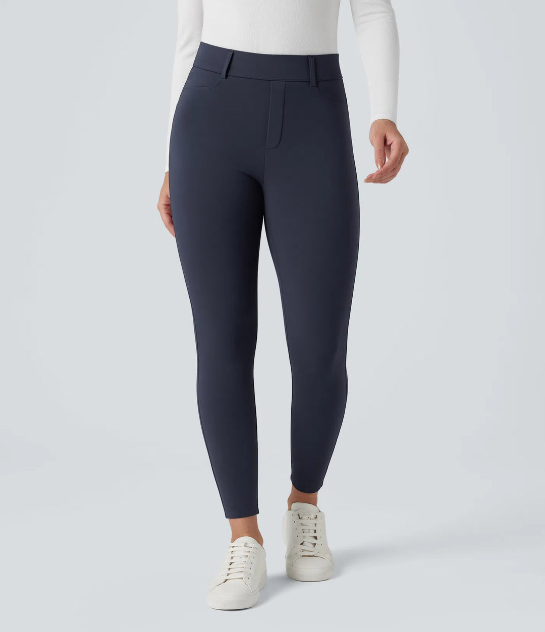 SoftlyZero pluszowe, termiczne legginsy z wysokim stanem, casual, długość 7/8, z kieszeniami