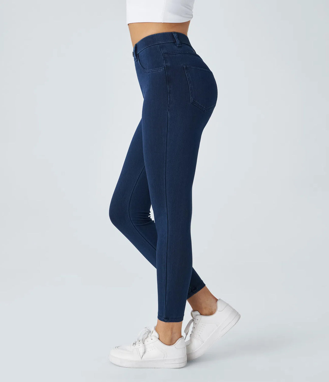 Halara Flex jeansowe legginsy robocze z wysokim stanem i kieszeniami