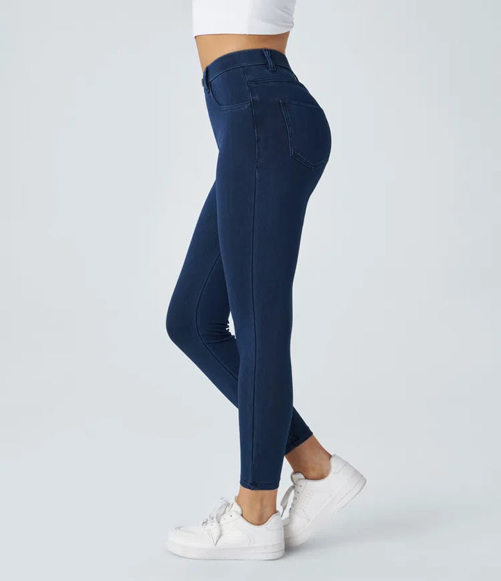 Halara Flex jeansowe legginsy robocze z wysokim stanem i kieszeniami