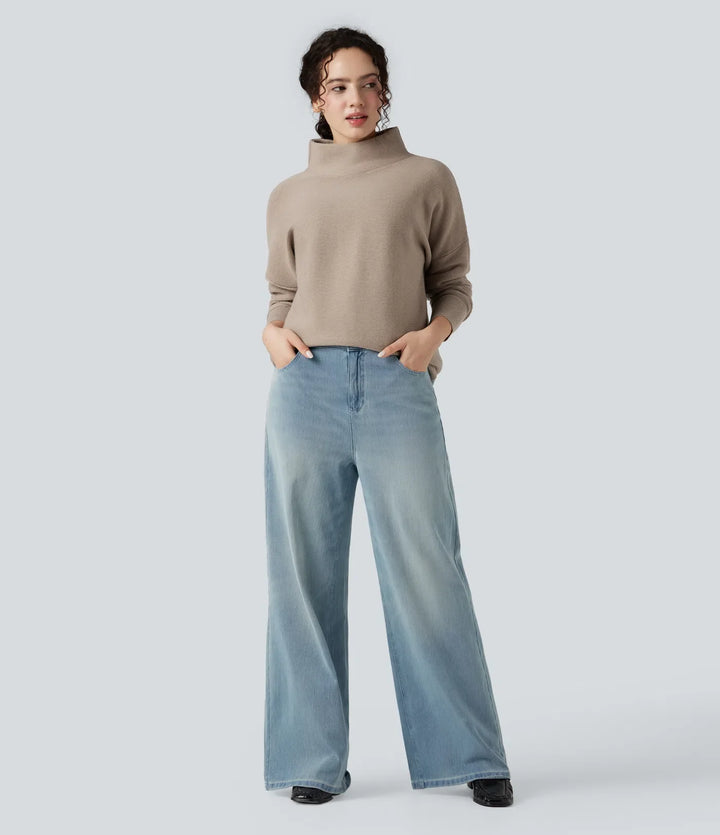 Z półgolfem z długim rękawem sweter na co dzień