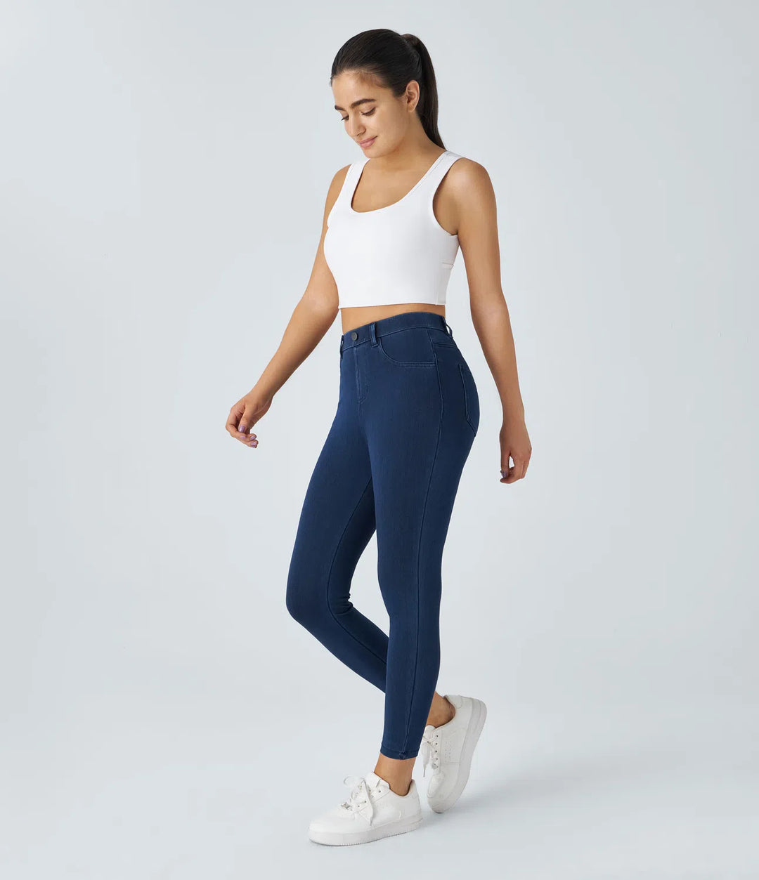 Halara Flex jeansowe legginsy robocze z wysokim stanem i kieszeniami