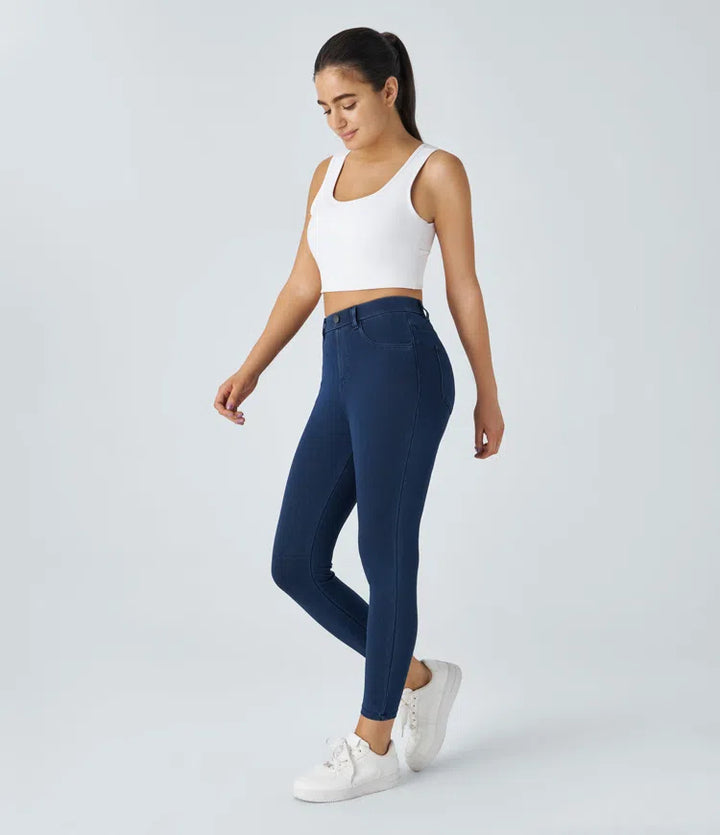 Halara Flex jeansowe legginsy robocze z wysokim stanem i kieszeniami