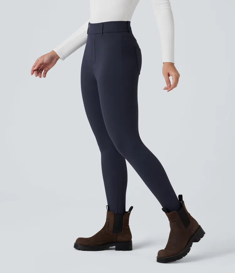 SoftlyZero pluszowe, termiczne legginsy z wysokim stanem, casual, długość 7/8, z kieszeniami