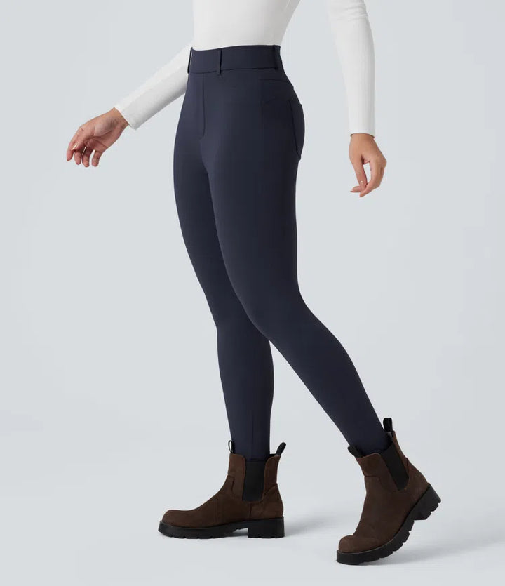 SoftlyZero pluszowe, termiczne legginsy z wysokim stanem, casual, długość 7/8, z kieszeniami