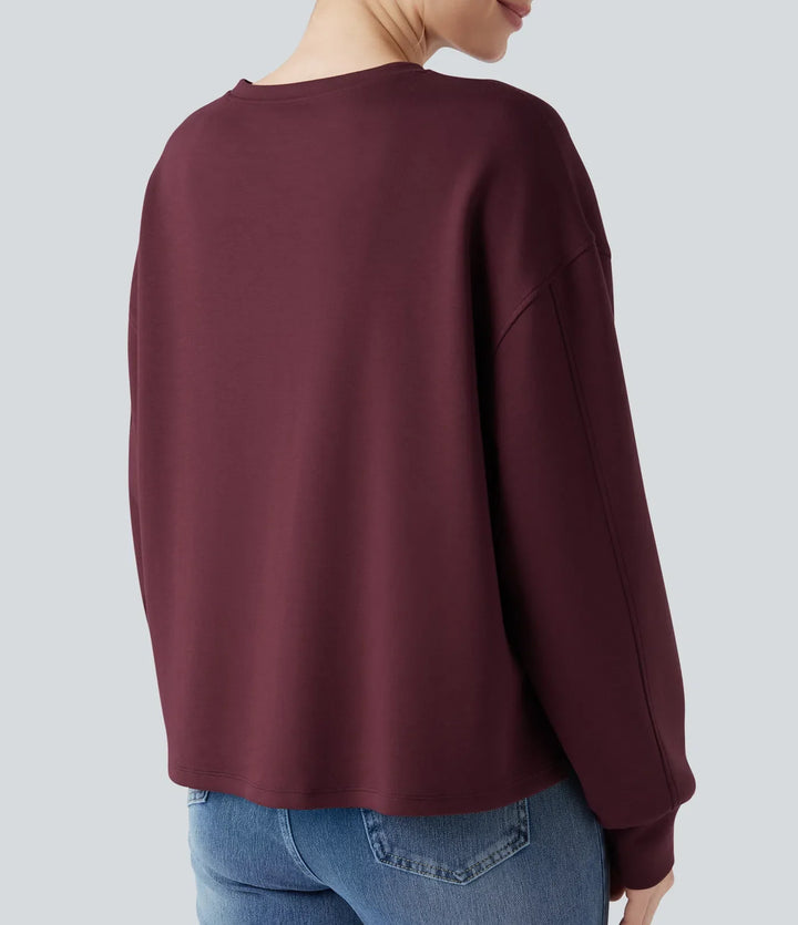 Z okrągłym dekoltem i długim rękawem High Low bluza na co dzień