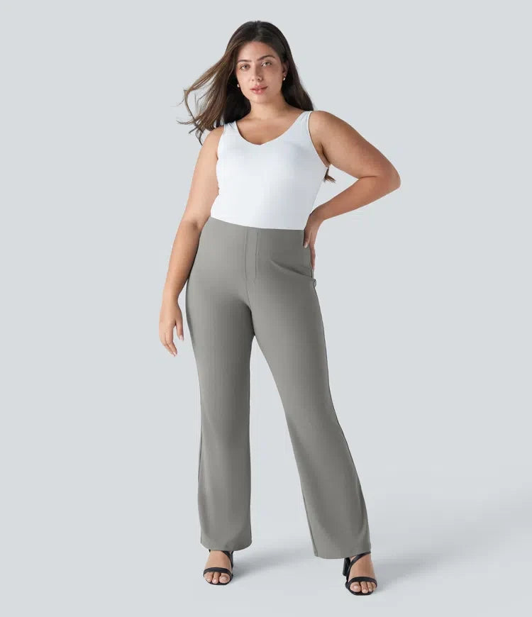 Milejka Flex z wysokim stanem i kieszenią do pracy plus size spodnie