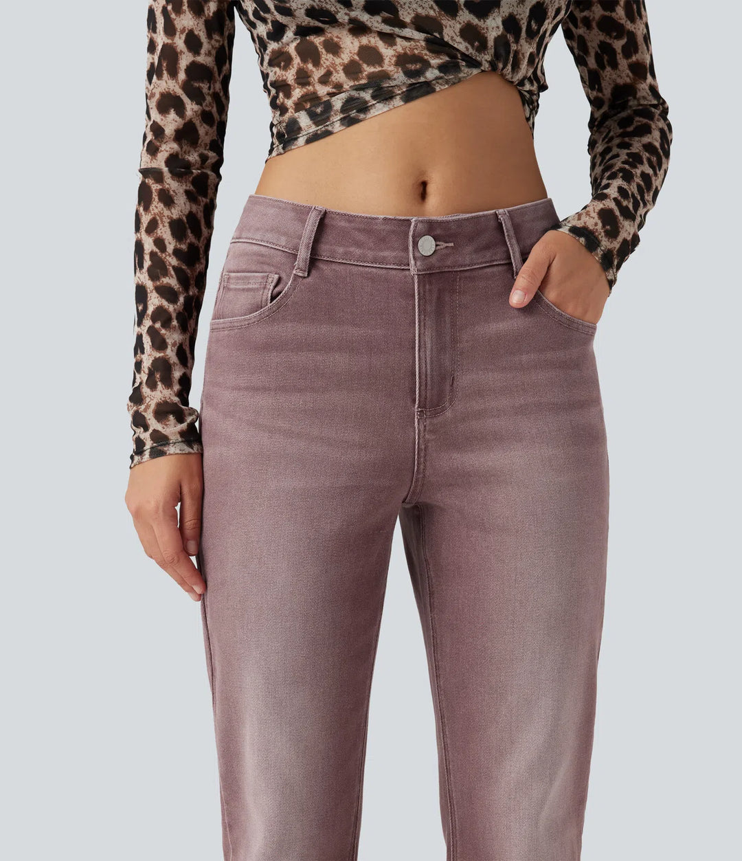 Kolorowe, casualowe dżinsy bootcut z niskim stanem i kieszeniami