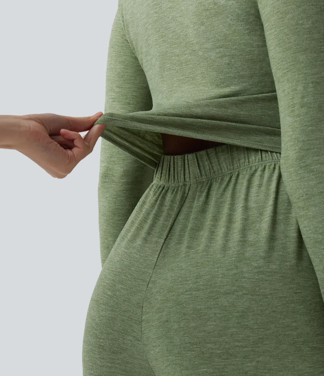 Henley z długim rękawem ze sznurkiem Heathered na co dzień baggy kombinezon z kieszeniami – Easy Peezy