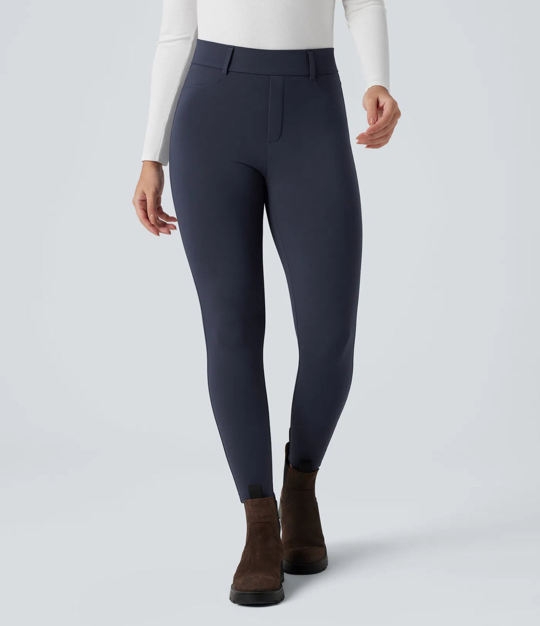 SoftlyZero pluszowe, termiczne legginsy z wysokim stanem, casual, długość 7/8, z kieszeniami