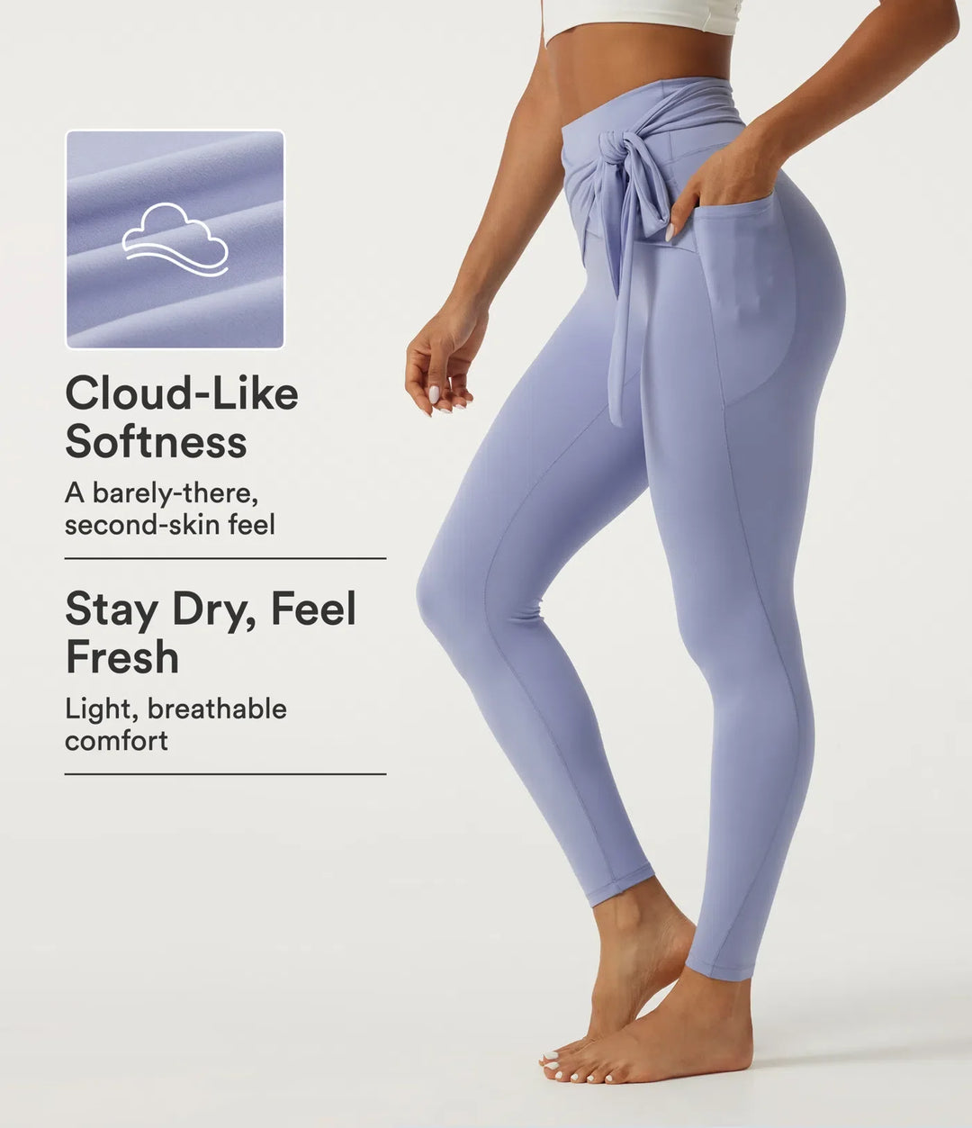 SoftlyZero z wysokim stanem wiązany przód legginsy do jogi z kieszeniami