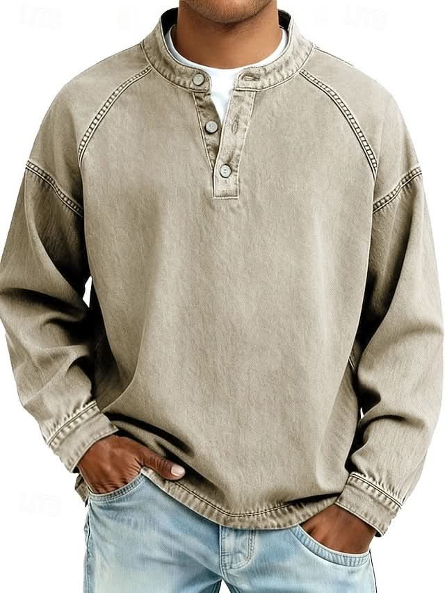 BROMLEY BLUZA HENLEY Z LUŹNYM WYKOŃCZENIEM