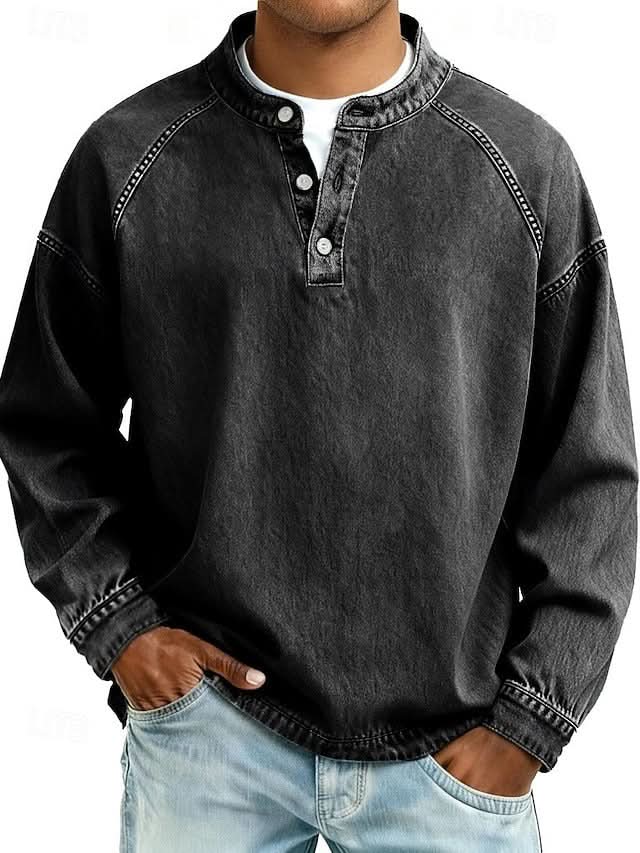 BROMLEY BLUZA HENLEY Z LUŹNYM WYKOŃCZENIEM